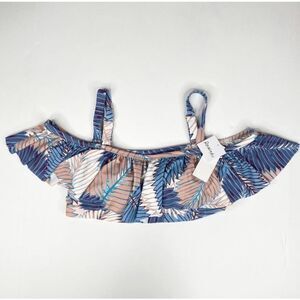 Raisins Curve Swimsuit Top Tropical Floral Tortuga Flounce Women's Size 14W NWT